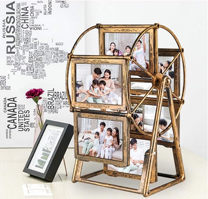 Amazon Co Jp 観覧車 型 回転 フォトフレーム 写真立て 360度 回る 12枚 収納 ベビー ギフト アンティーク風 完成型 カメラ