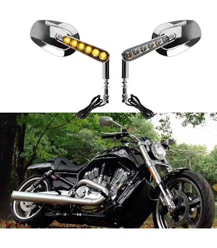 thumbnail image 2 of Limited Edition Silver Motorcycle Mirror Muscle LED Turn Signals Light Moto Rearview Side 2 of 9