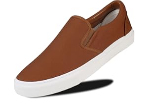 HELLO BASICS Men's Sneakers Classic Low Top Slip On Shoes Wide Canvas Skate Loafers Sneakers with Soft Insole Causal Dress Shoes for Men Comfortable Walking Shoes Slip on Sneakers for Men