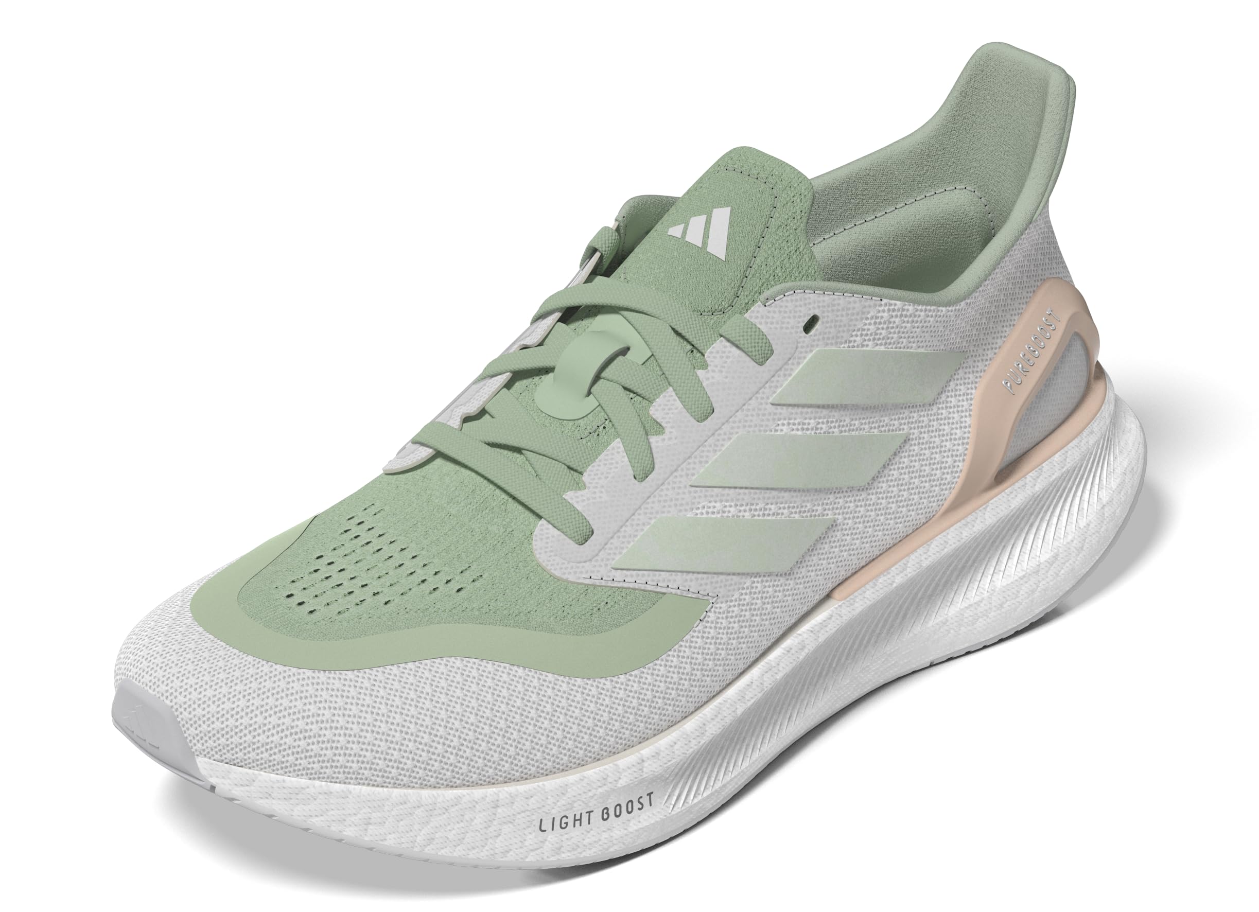 Adidas Womens Pureboost 5 Running, Linen Green/Linen Green/Powder Coral, 11