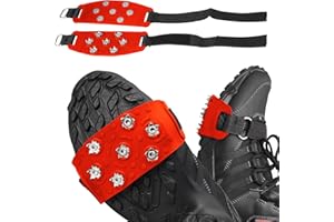 Anti-Slip Shoe Spike Covers - Universal Adjustable Traction Cleats for Snow/Ice, 7-Point Stainless Steel Spikes (1 Pair)