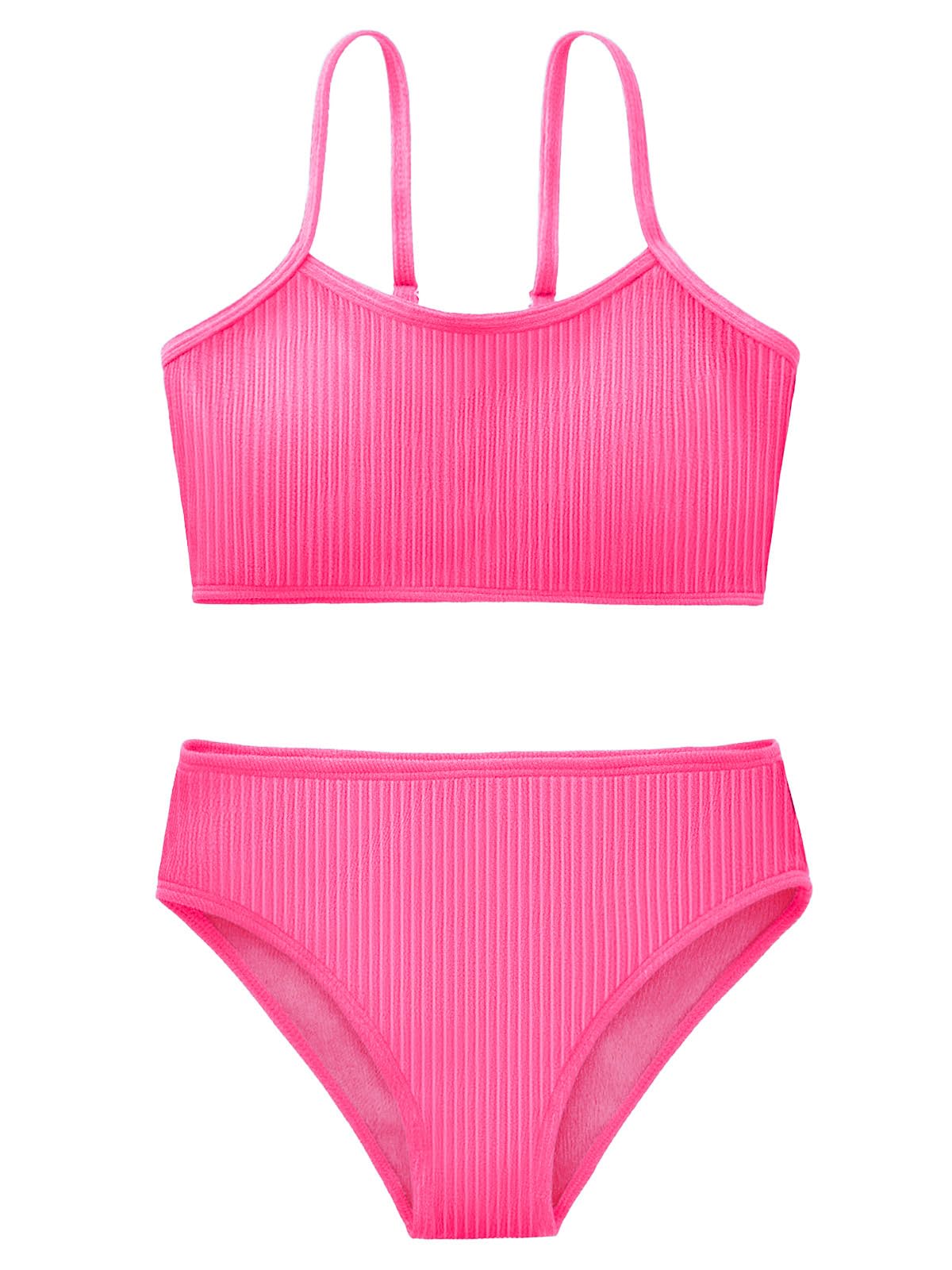Photo 1 of Adarl Girl's 2 Piece Swimsuit Solid Spaghetti Strap Bikini Sets Beach Bathing Suit Swimwear for Teen Kids