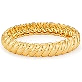 HUAYUNFANG Chunky Gold Bangle Bracelets for Women Twisted Hinged Wrist Cuff Bracelets open Spiraled Oval Bracelet Trendy Jewelry for Women