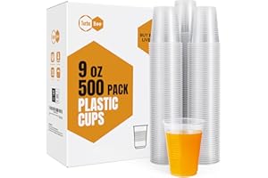 Turbo Bee 500 Pack 9oz Disposable Plastic Cups,Heat-Resistant & Food Safe Drinking Cups for Hot/Cold Beverages, Perfect for Schools, Offices, Events & Commercial Use