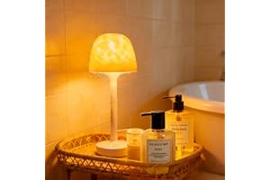 Yoomue Waterproof Shower Table Lamp with Ocean Wave Projector for Bathroom, Cordless Rechargeable Bath Light with 16 Color Ch