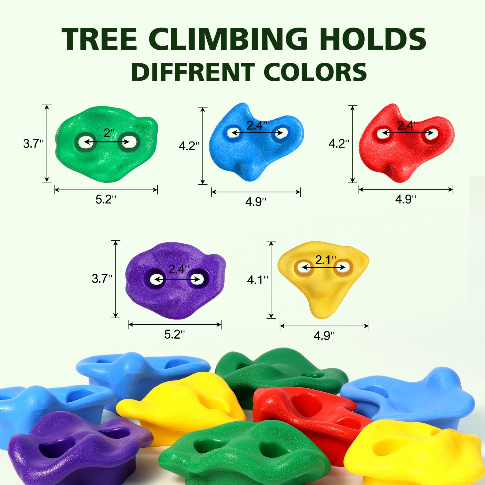 TOPNEW 12 Ninja Tree Climbing Holds for Kids Climber, Adult Climbing Rocks with 6 Ratchet Straps for Outdoor Ninja Warrior Obstacle Course Training