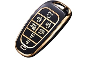 MONTAGUE for Hyundai Key Fob Cover, Premium TPU Key Case Shell for 2024 2023 2022 Hyundai Sonata, Santa Fe, Nexo, Tucson, Palisade, Remote Smart Car Key Fob Protector（7 Buttons Black）