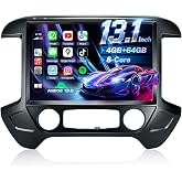 13.1" 8Core 4+64G Radio for Chevy Silverado GMC Sierra 2014-2018,Black | 2K HD IPS Screen Silverado Stereo CarPlay Android Auto BT5.0 GPS FM/AM RDS 48EQ DSP 1080P Backup Camera MIC 4+64G,Black