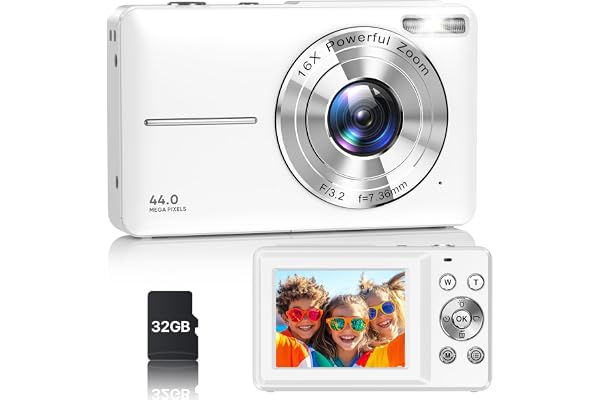 Digital Camera, Latest FHD 1080P Digital Camera for Teens with SD Card Anti Shake Point and Shoot Cameras Portable 16X Zoom Compact Small Cameras for Kids Boys Girls Seniors with Wrist Strap