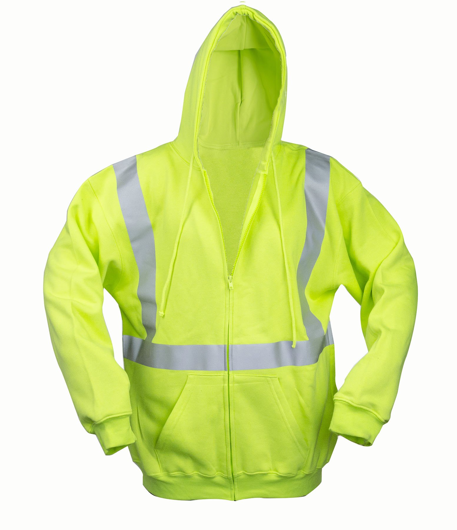 Bon 34-202 Hi Vis Zipped Hooded Jacket- X Large