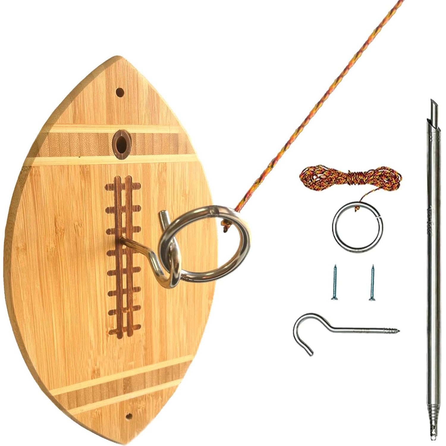 Ring Toss Game, 33 CM Hook and Ring Toss Games, Wooden Table Top Hook Toss Game, Outdoor Indoor Handmade Wooden Fast-Paced Interactive Game for Home Party