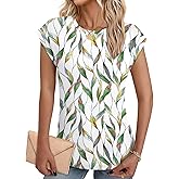 NORACORA Womens Summer Tops Short Sleeve Floral Shirts Dressy Casual Cap Sleeve Crew Neck Cute Tunic Blouses Fashion Clothes