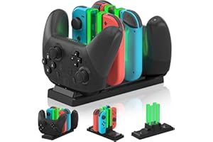Controller Charger Dock for Nintendo Switch – 6 in 1 Charging Station for 4 Joy-Cons & 2 Pro Controllers, LED Indicator, Quic