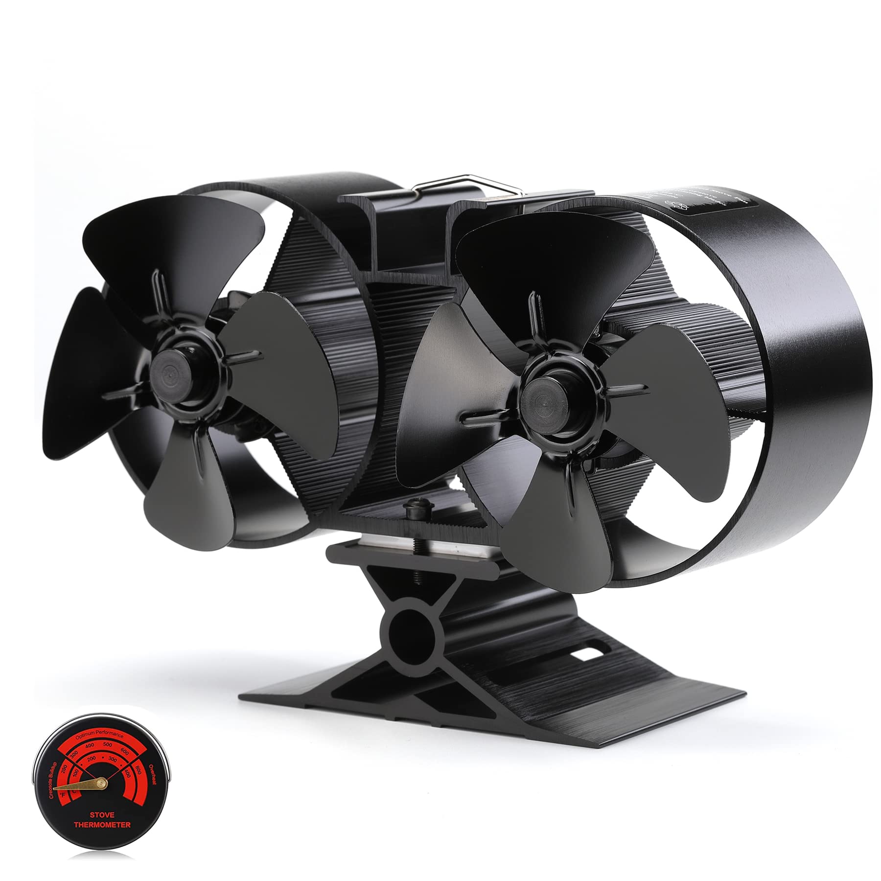 CRSURE Log Burner Fan 8 Blades Silent Operation Double Motors Stove Fans Heat Powered Wood Burner Fan for Wood Burning Stove Fireplace Accessories Tools