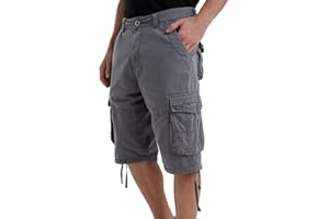 JAWERU Cargo Shorts for Men Multi Pockets Mens Shorts Below Knee Casual Hiking Summer Shorts