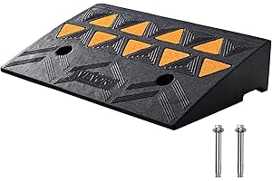 VEVOR Rubber Curb Ramp 4.25" Rise Height Sidewalk Curb Ramp, 11.8" Width 19.7" Length Driveway Ramp for Curb, 15T Heavy Duty Rubber Ramp for Forklifts, Trucks, Buses, Cars, Wheelchairs, Bikes