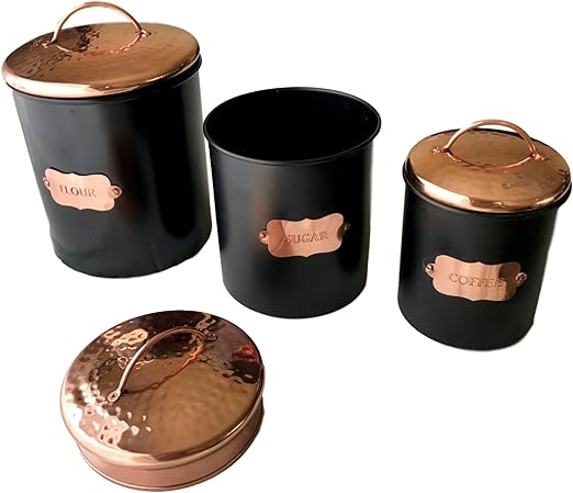 Amazon Com Copper Kitchen Food Canister Sets By Kauri Design
