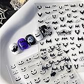 Halloween Nail Stickers for Nail Art Scary Bat Nail Art Stickers Holiday Cute 5D Embossed Black Nail Decals Self-Adhesive Nails Supply Manicure Sliders for Nails Decoration