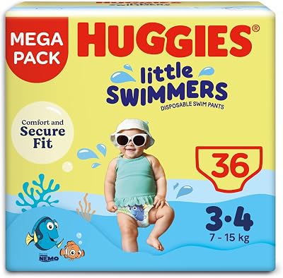 Huggies Little Swimmers Swim Nappies Size 3-4 36 Pants Leak Guards 360°