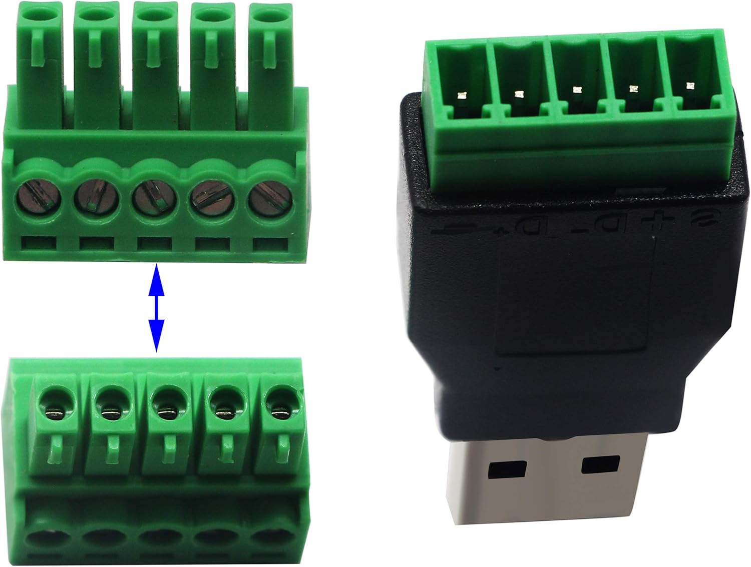 zdyCGTime USB Screw Terminal Block Connector USB 2.0 A Male Plug to 5