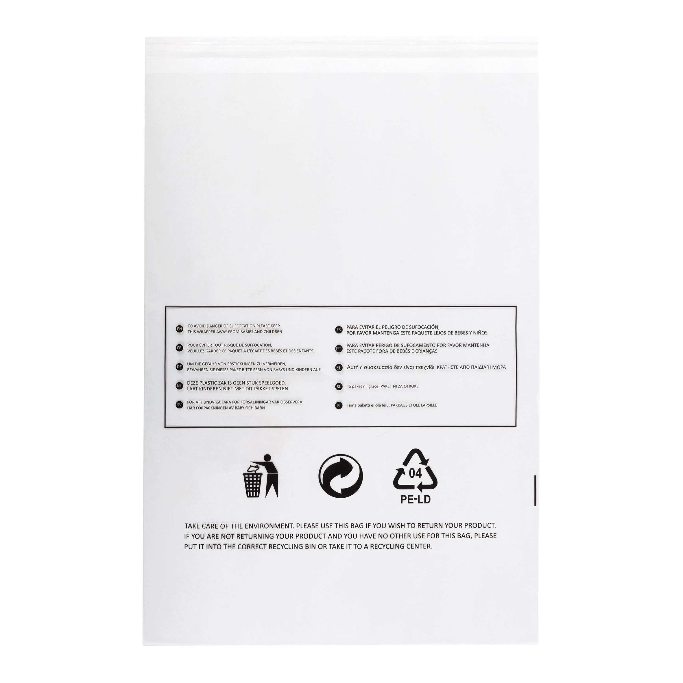 250 x Clear Poly Bags with Suffocation Warning for Fulfillment (250 Polybags - 11"x15")
