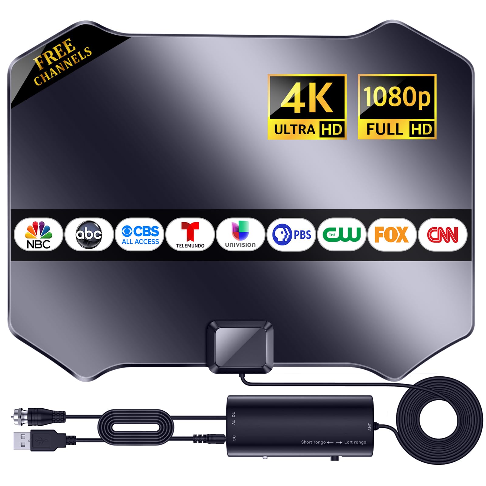 2024 Upgraded Smart TV Antenna - Indoor/Outdoor, 450+ Mile Range, 360° Reception With Amplifier | Supports 8K 4K 1080p, Free Local Channels
