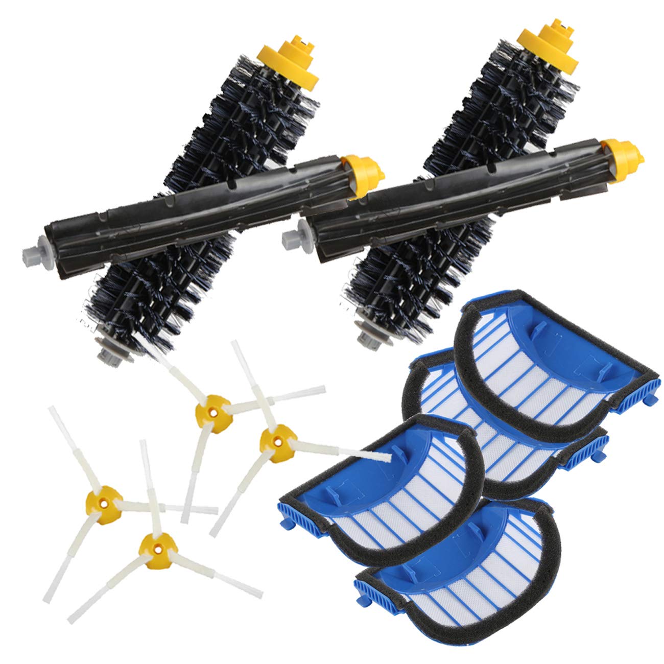 YanBan 4Pcs Blue AeroVac Filter+2 set main Brush kit+4X side brush for iRobot Roomba 600 Series 620 630 650 660 accessory Replacment