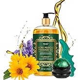 Pjordo Sore Muscle Massage Oil for Massage Therapy, with Massage Roller Ball & Thumb Saver Massager, Body Massage Oil for Relaxing Joints & Muscles with Arnica, Valentines Day Gifts for Her Him