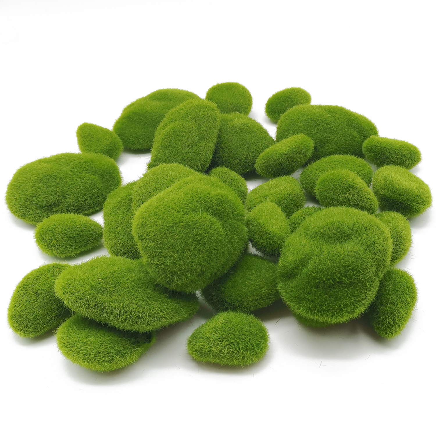 Photo 1 of TIHOOD 30 PCS 3 Size Artificial Moss Rocks Decorative, Green Moss Balls,Moss Stones, Green Moss Covered Stones, Fake Moss Decor for Floral Arrangements, Fairy Gardens and Crafting