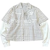 SOLY HUX Men's Plaid Shirt Long Sleeve Button Down 2 in 1 Shirts Casual Preppy Fall Clothes