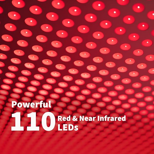 MICROENE RED LIGHT THERAPY LAMP, 110 TRI-CHIP LEDS, FOLDABLE PORTABLE TABLE LAMP, 660NM RED & 850NM NEAR INFRARED (NIR), TIMER, 110-240V, FACE & BODY