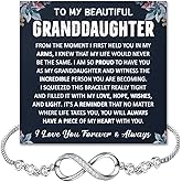 Xukaenus Granddaughter Bracelet From Grandpa, Granddaughter Gifts From Grandma, Start Heart Bracelets For Granddaughters On Birthday Wedding, Infinity Bracelet For Her With Message Card And Gift Box
