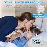 Plumeet Digital Alarm Clock Travel Clock with Snooze Nightlight White view 4