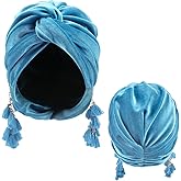 Women Turban,Cozy Polyester Velvet Turban Hats,Indian Turbans Hats Head Wraps Beanie,African Cap for Women