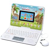 HAIOUMM Bilingual and Educational Laptop Spanish/English, 120 Learning Modes &amp; Color Screen Dinosaur Computer for Kids 5+
