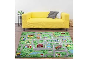 Yincimar Kids Carpet Playmat Rug, 5' x 6'6" Extra Large City Life Educational Car Rug for Baby Toddler Boy Bedroom Playroom