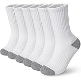 BOOPH Kids Boys Girls Athletic Crew Socks Performance Cushioned Thick Cotton Socks for 5-14 Years 6 Pairs