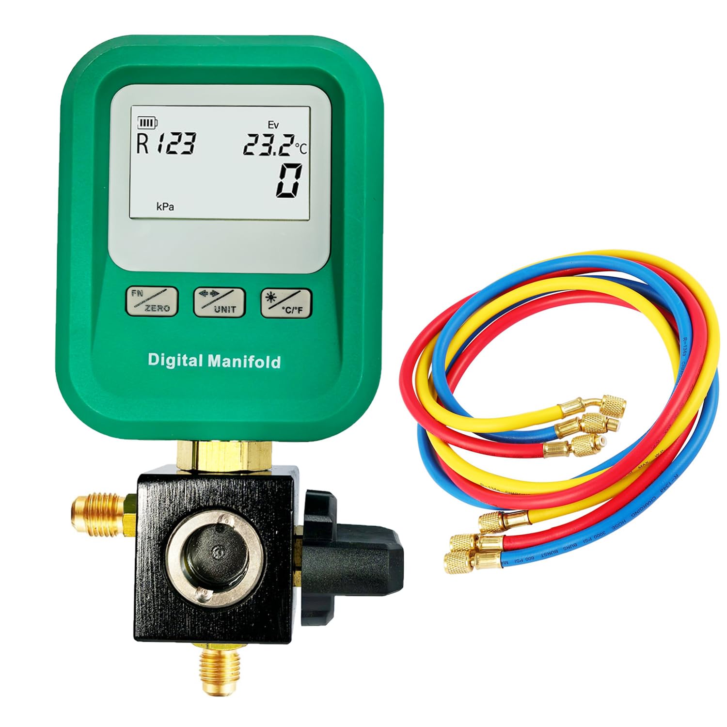 Photo 1 of Vanlison Portable Digital HVAC Manifold Gauge Set Refrigerant Gauge Diagnostic Tool for R134A/R410A/1234YF 12 Refrigerants | Pressure/Vacuum/Leak Test | Automotive & Home HVAC Maintenance