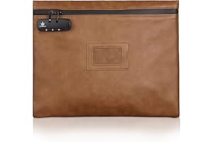 KOSMCCO Notary Bag with Lock, 13.6 x 10 Inches Heavy Duty Notary Supply Bag for All Journal, Stamp, Embosser, Ink Pad and Valuables Storage Pouch (Brown, L)