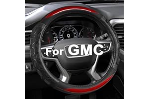 GIANT PANDA Steering Wheel Cover for GMC Sierra Acadia Terrain Yukon(3D Honeycomb-Red-Standard Size)