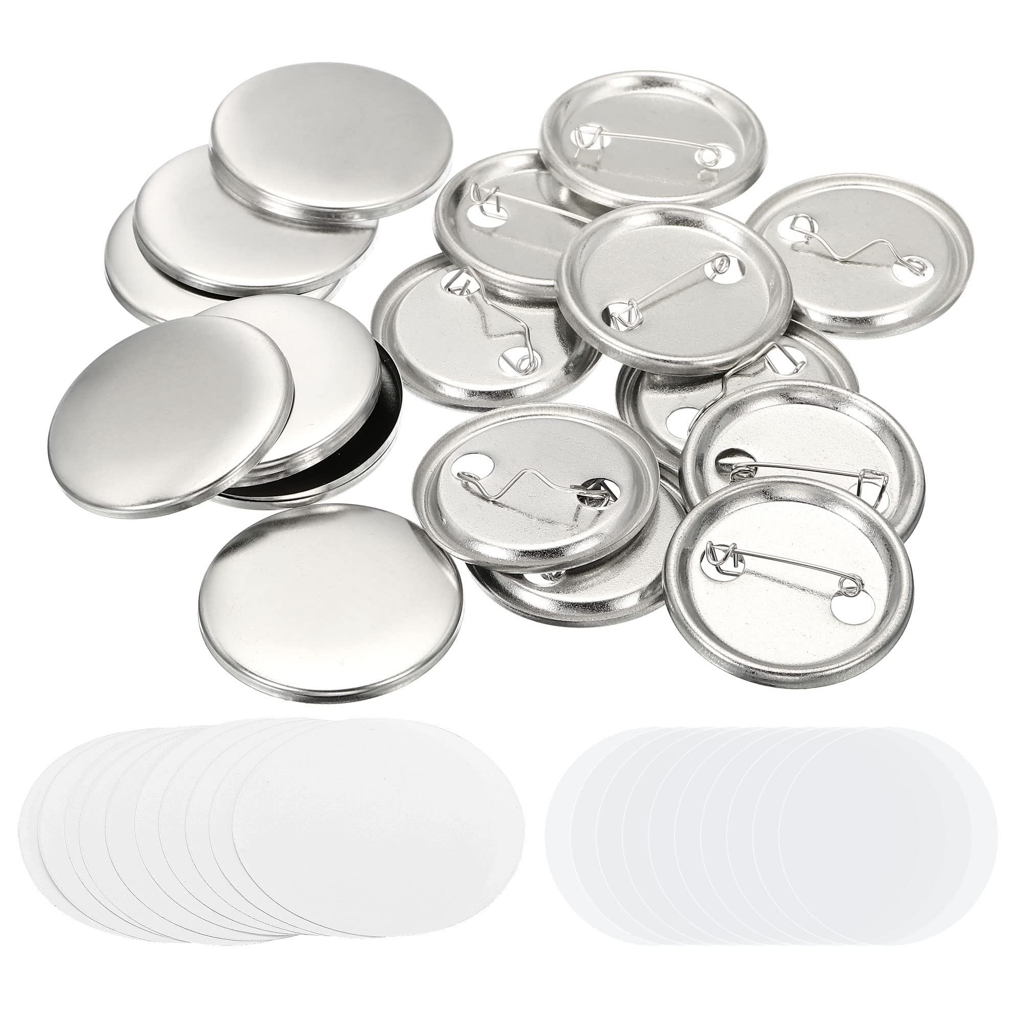 PATIKIL 1.44inch Button Parts, Blank Button Making Supplies,10Pcs Round Badge Parts DIY Pin Maker Kit for Button Maker Machine with Metal Cover Metal Base, Film and Blank Paper