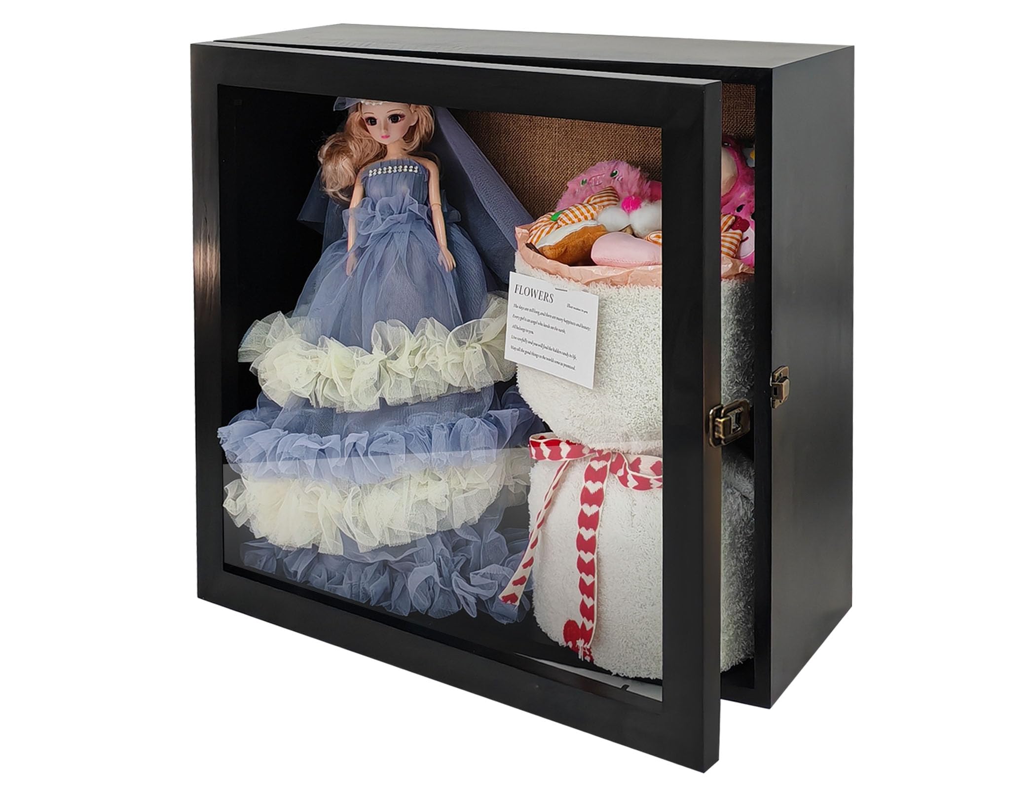 Photo 1 of 18x18 inch Super Deep Girl Doll Shadow Box, Extra Large Shadow Box, Doll Costume Display Box, Costume Designer Small Model Display Stand Box, Toys & Accessories Shadow Box (Black)