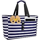 ISEYOU Extra Large Beach Bag Waterproof Beach Totes Bags for Women, Lightweight Foldable Pool Bag with Zipper Wet Compartment