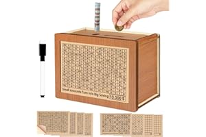 Nepfaivy Money Saving Box 10,000-10000 Savings Challenge Box, Money Box for Cash Save, Cash Vault Wooden Saver Box, Caja De Ahorro 10k, Cashbox with Counting Target, Adults Kids Gifts for Christmas