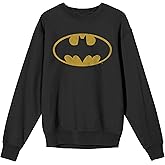 Bioworld Batman Distressed Bat Emblem Women's Black Crew Neck Fleece Sweatshirt