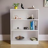 Vida Designs Cambridge 3 Tier Low Bookcase White Modern Wood Shelving view 2