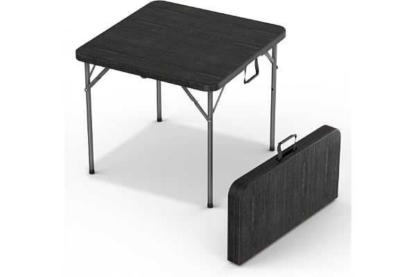 Our Modern Space 34" Square Foldable Table with Built in Handle & Steel Legs | Heavy Duty Portable | Perfect for Party, Dining, Wedding, Events, Picnic Indoor, Outdoor, Camping, Utility, Temporary