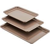 Anolon Gourmet Nonstick Bakeware Set with Nonstick Cookie Sheets / Baking Sheets - 3 Piece, Bronze Brown