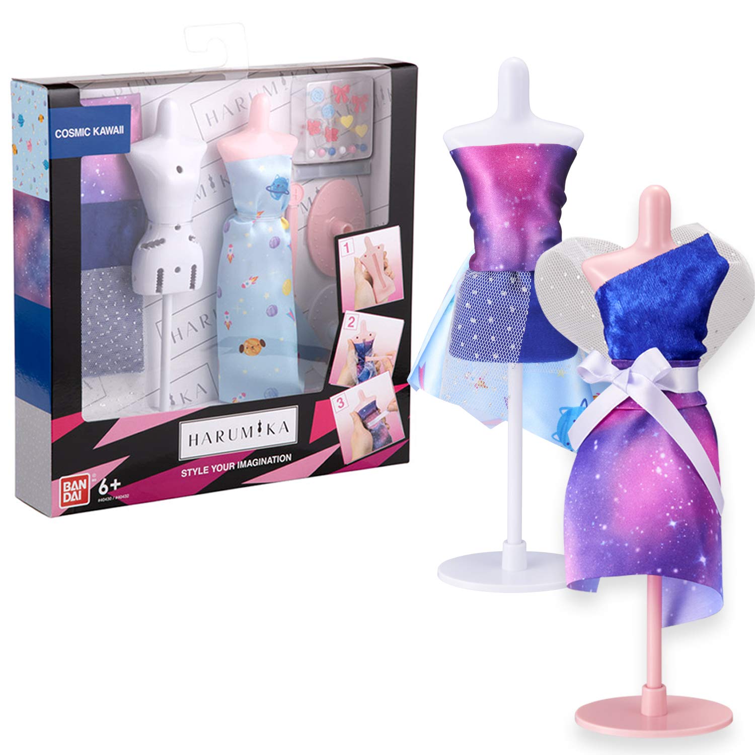 Bandai Harumika Deluxe Designer Set, Cosmic Kawaii Theme, Craft Set, Create Your Own Fashion Without Needle and Thread, 40432