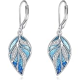 POPLYKE Bohemian Leaf Earrings for Women Sterling Silver Dangle Drop Earrings Boho Vaction Jewelry